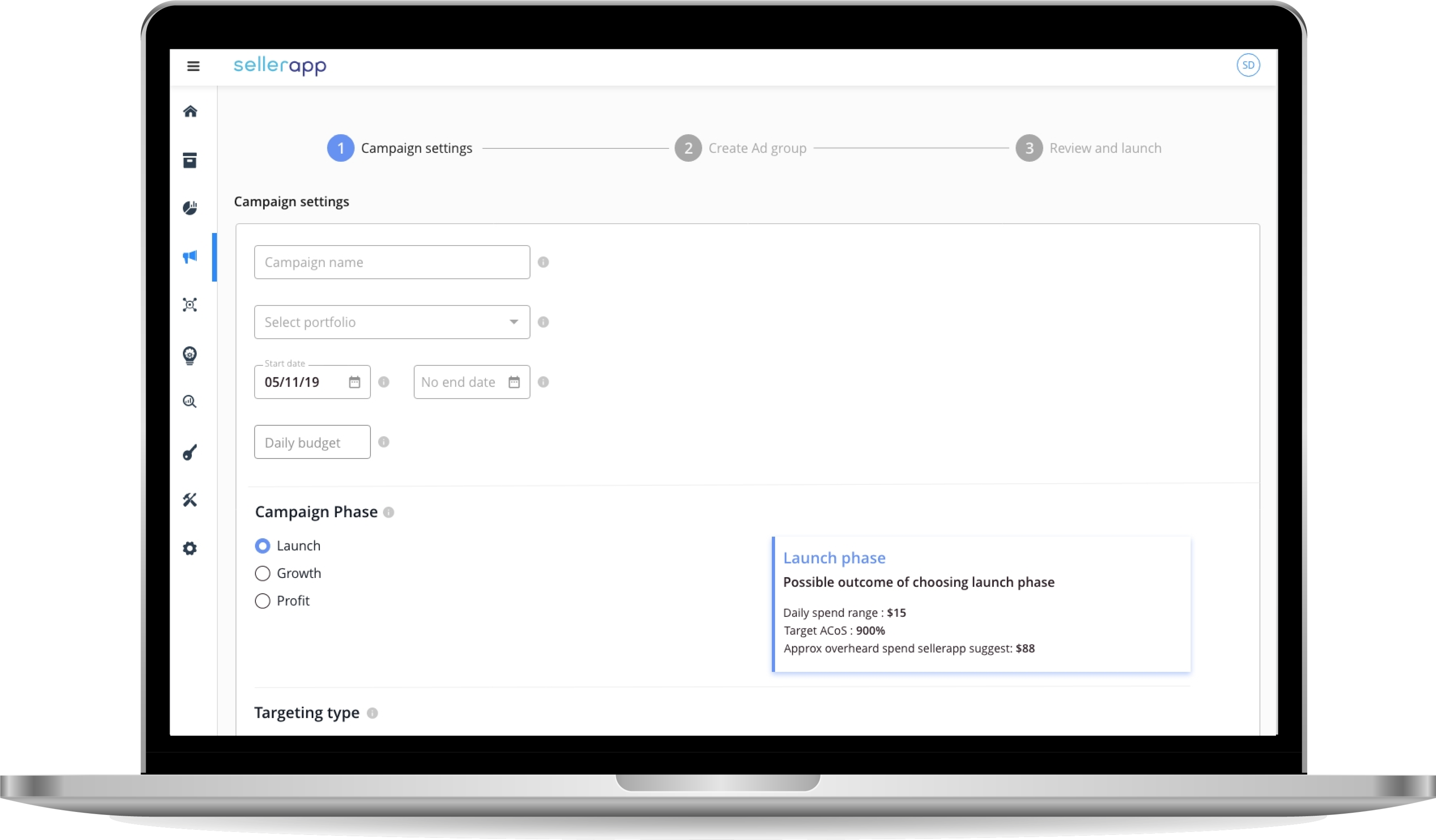 Shipped campaign manager on desktop showing end-to-end campaign workflow.
