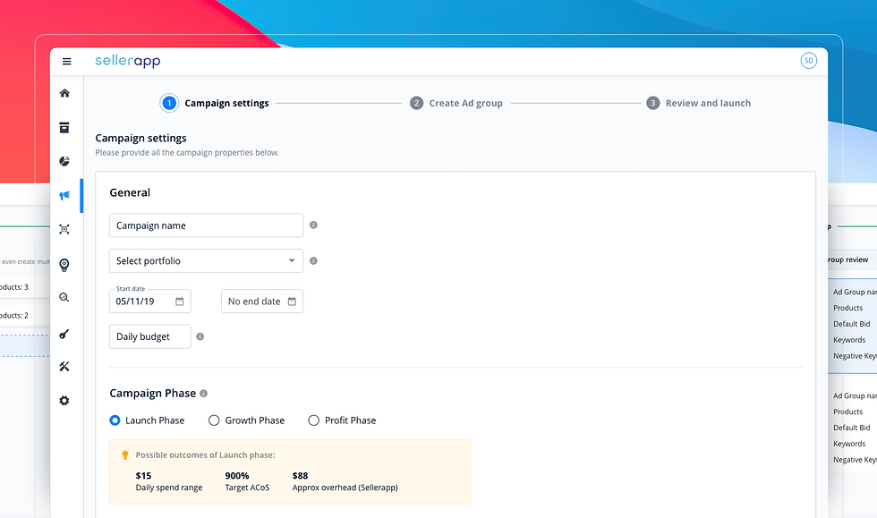 Research synthesis across SellerApp screens and Amazon Seller Central campaign flows.